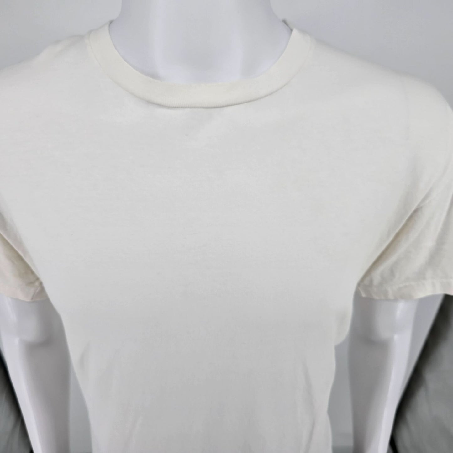 Vintage Y2K/Early 2000s Hanes Blank Single Stitch White Cotton T-Shirt (M/L)