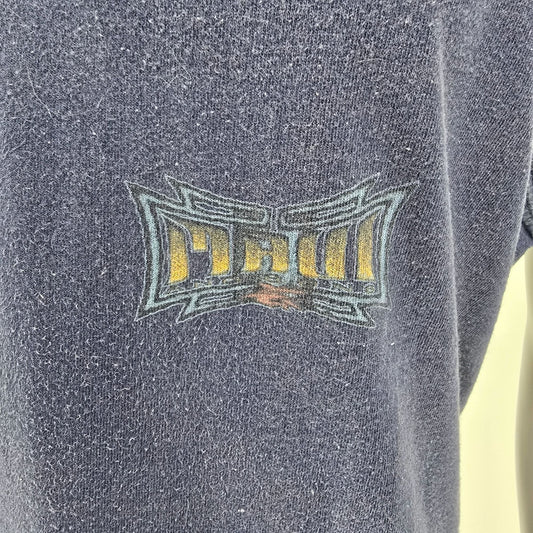 Vintage 1990s Maui and Sons Faded Blue Shark Logo Surf/Skate Tank Top (L)