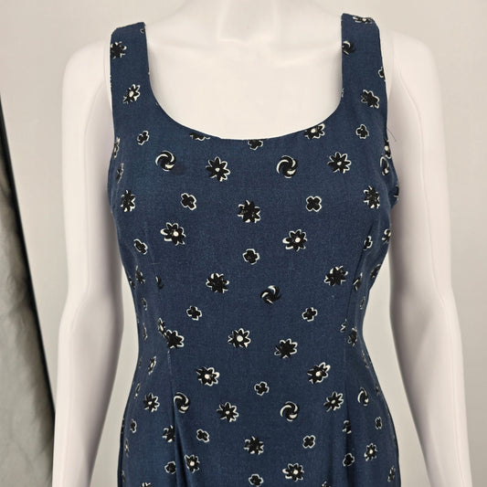 Vintage 1990s Rabbit Designs Floral Rayon Sleeveless Sundress (Juniors Small)