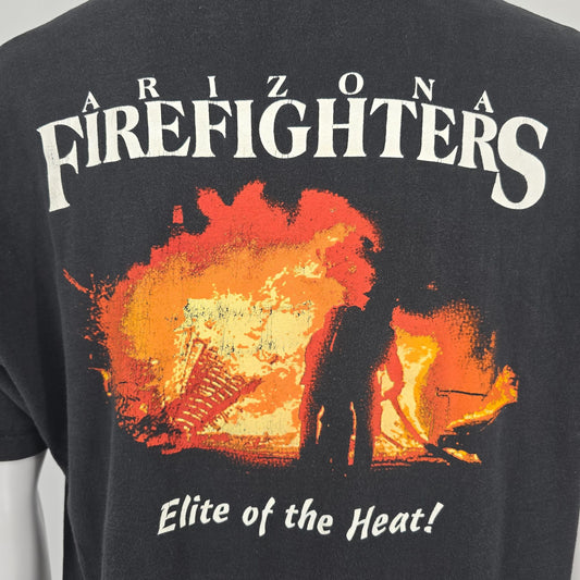 Vintage 1990s Hanes Arizona Firefighters "Elite of the Heat" T-Shirt (L/XL)