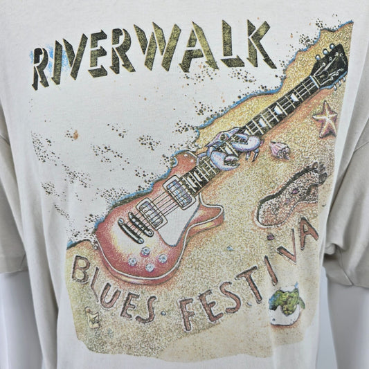 Distressed Vintage 1994 Fort Lauderdale Riverwalk Blues Festival T-Shirt (XXL)