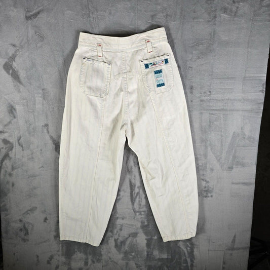 Vintage 1980s Distressed Lee "Puttering Around" Striped Golf Jeans (Juniors 13)