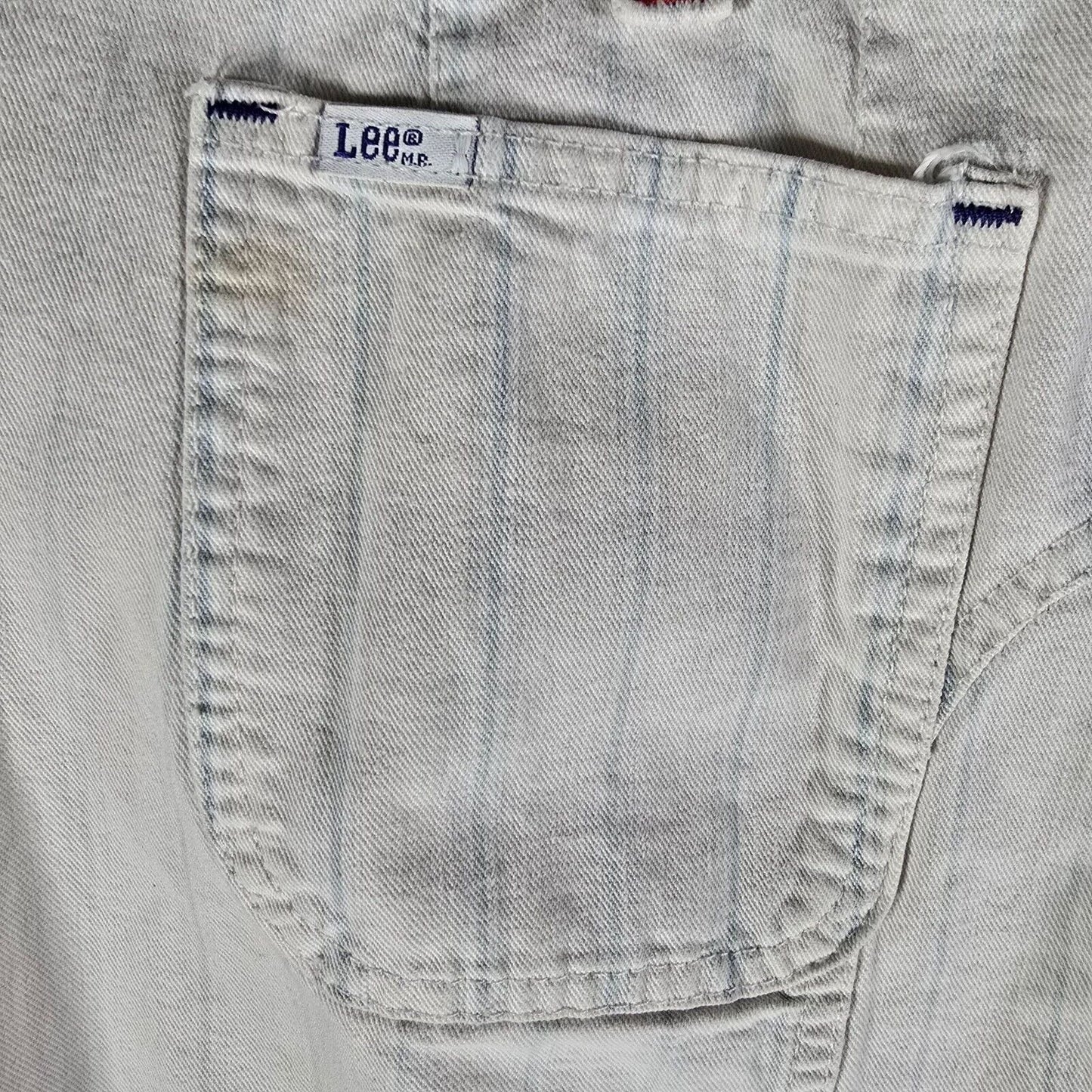 Vintage 1980s Distressed Lee "Puttering Around" Striped Golf Jeans (Juniors 13)