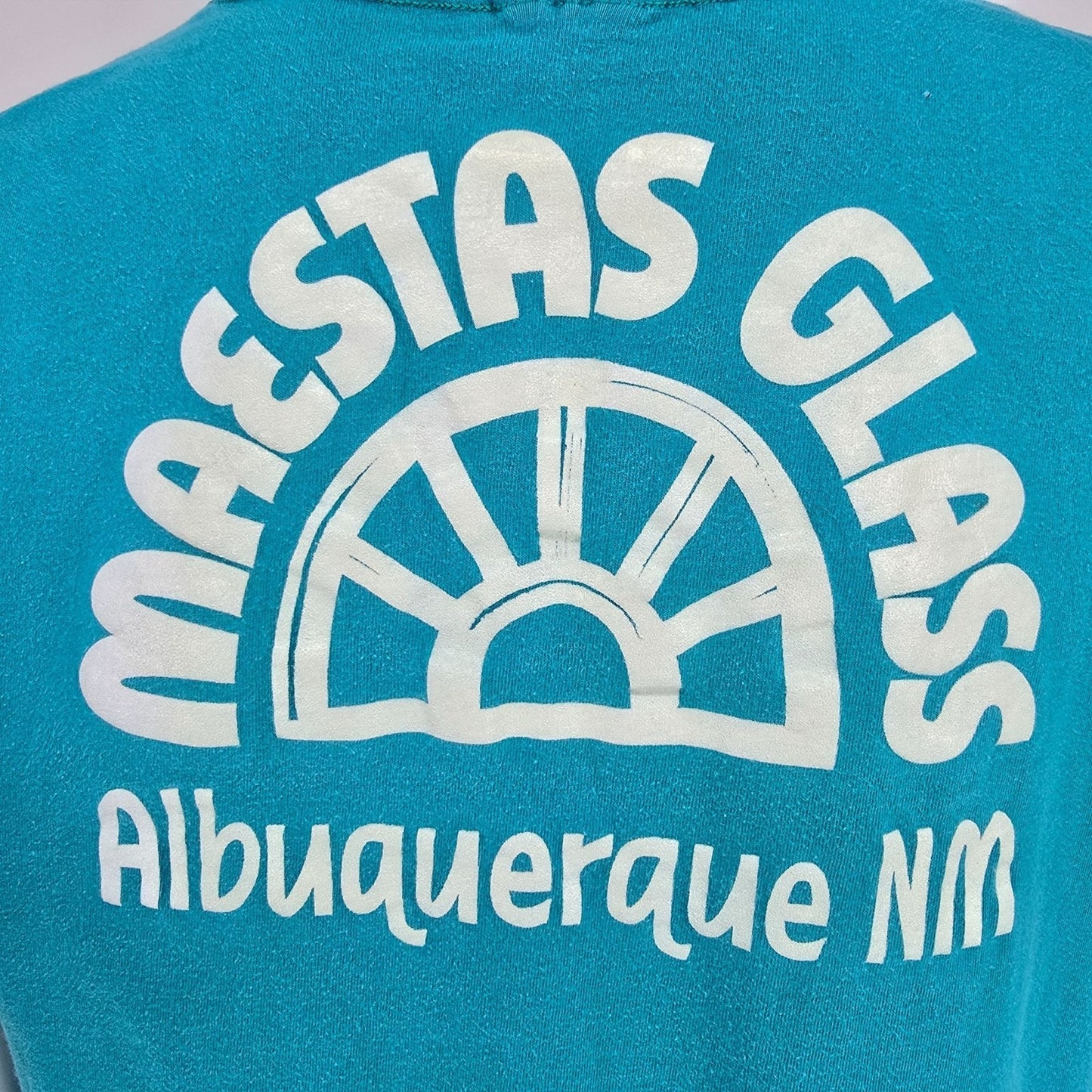 Vintage 1990s Maestas Glass Albuquerque, New Mexico Teal Promo/Work T-Shirt (L)