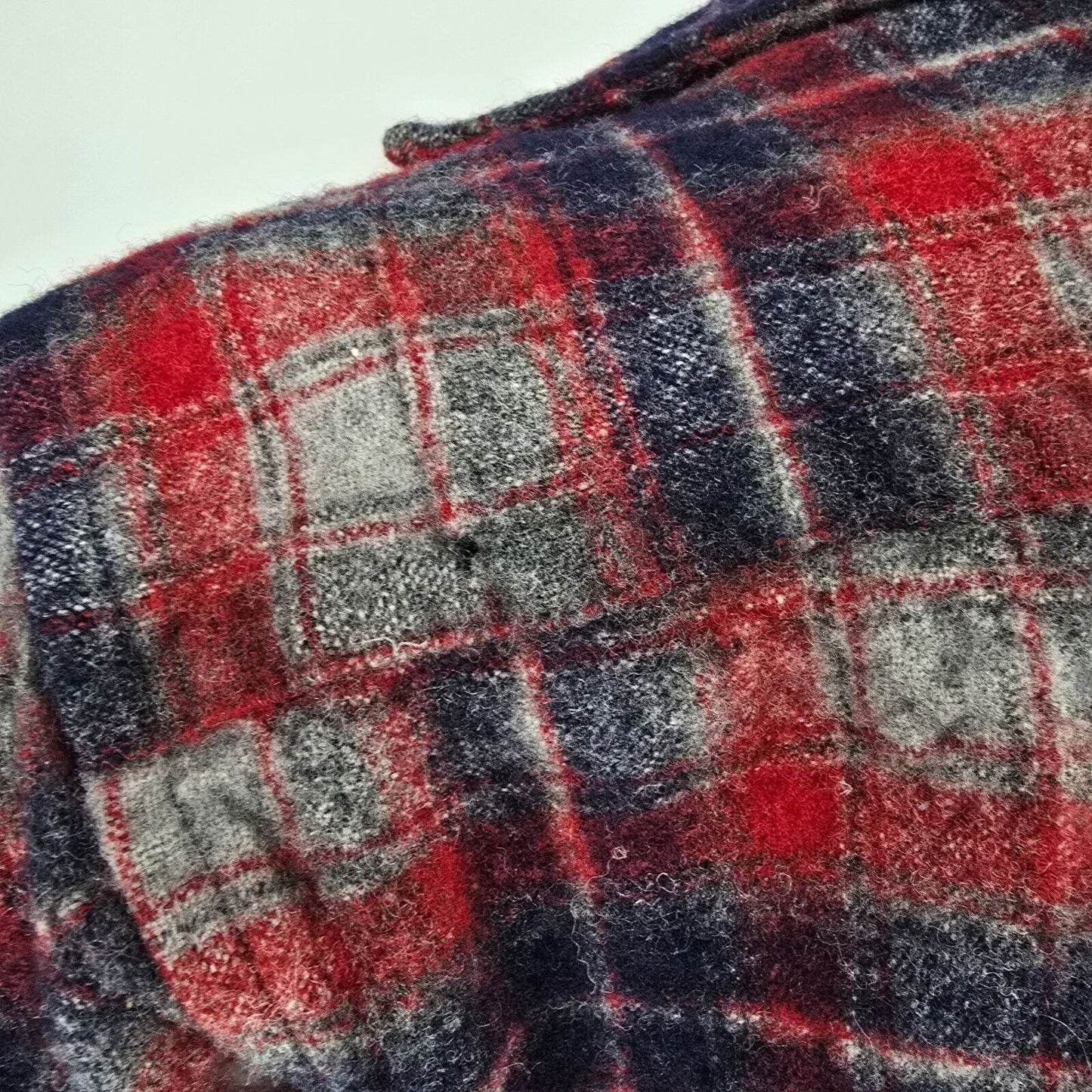 Vintage 1980s Pendleton Quilted Collar Red/Blue Plaid Wool Field Shirt (S) *Fair