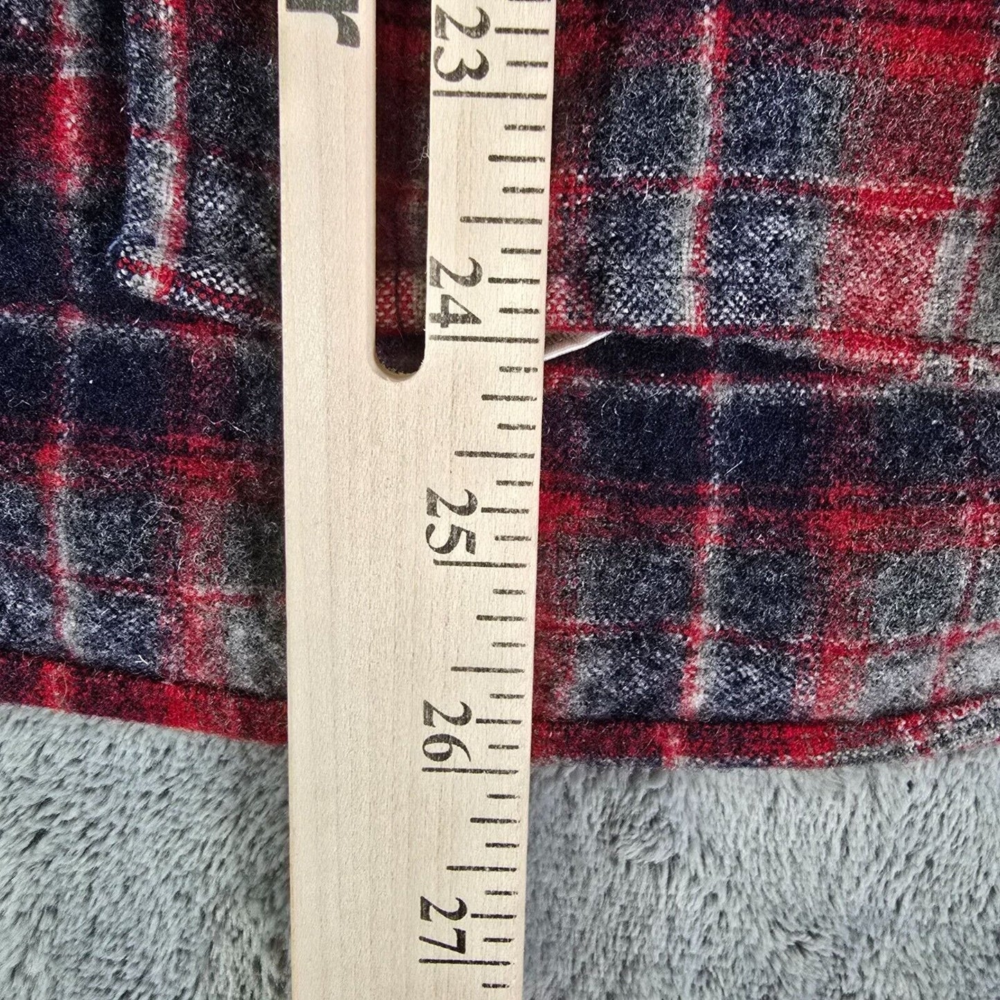 Vintage 1980s Pendleton Quilted Collar Red/Blue Plaid Wool Field Shirt (S) *Fair