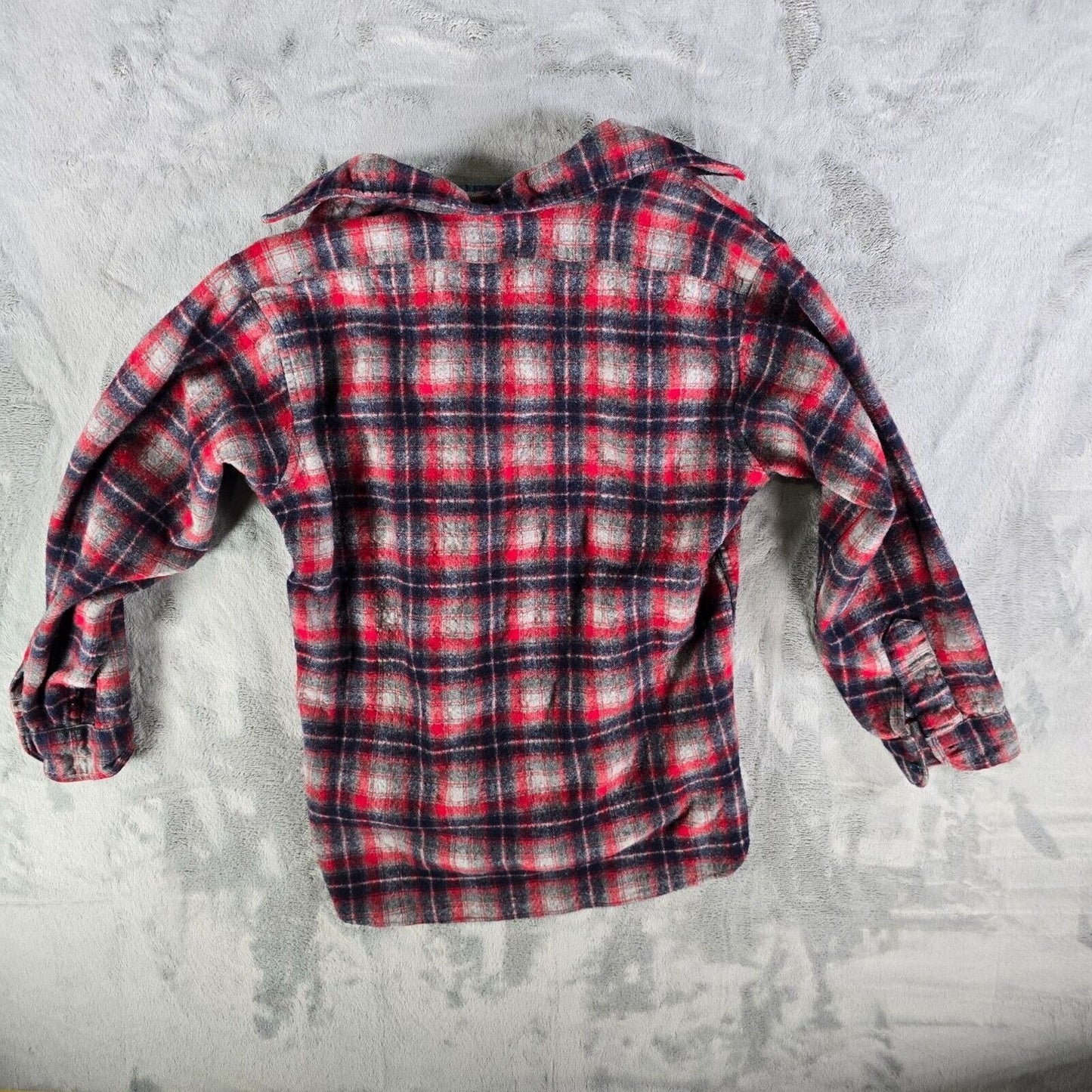 Vintage 1980s Pendleton Quilted Collar Red/Blue Plaid Wool Field Shirt (S) *Fair