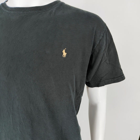Vintage 1990s Polo Ralph Lauren Black T-Shirt with Brown Pony Logo (Medium)