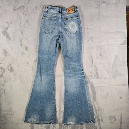 Lee 2010s Womens Thrashed Flare Leg Paint Speck Stretch Denim Jeans (24x31)