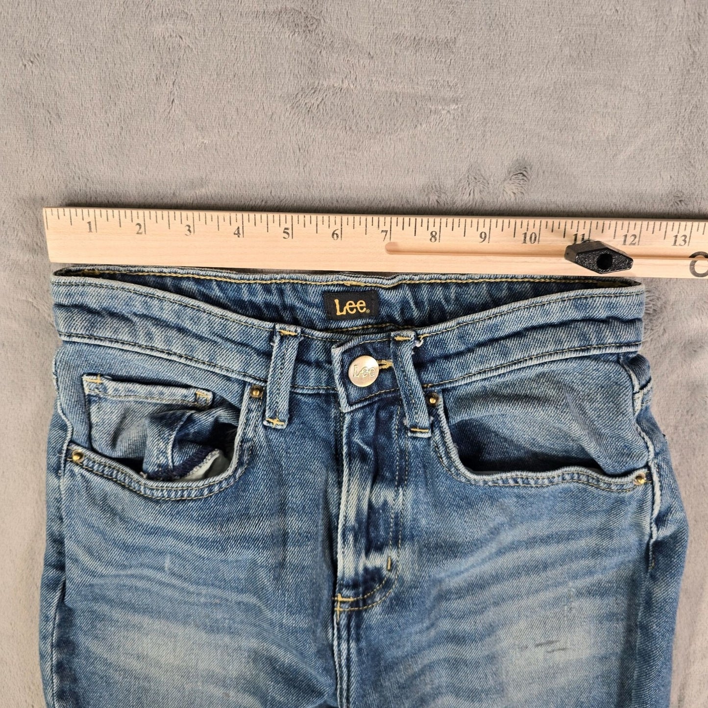 Lee 2010s Womens Thrashed Flare Leg Paint Speck Stretch Denim Jeans (24x31)