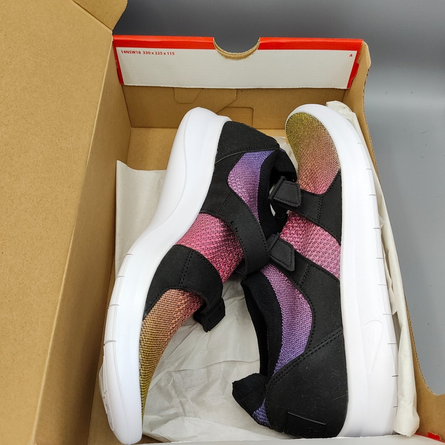 Nike Air Sockracer Flyknit Rainbow Yellow Strike/White-Racer Pink NIB (10.5)