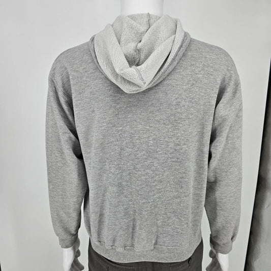 Distressed Vintage Y2K Jerzees Gray Terry-Lined Full-Zip Hooded Sweatshirt (M)