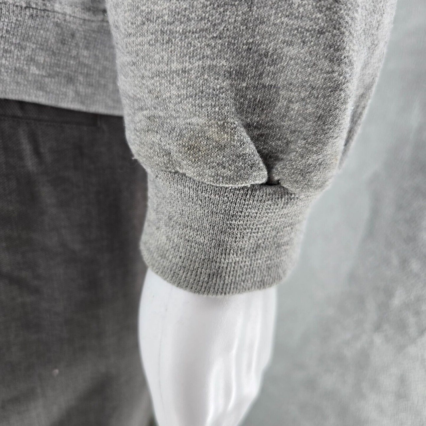 Distressed Vintage Y2K Jerzees Gray Terry-Lined Full-Zip Hooded Sweatshirt (M)