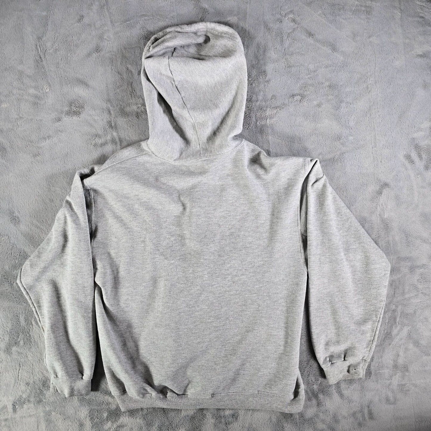 Distressed Vintage Y2K Jerzees Gray Terry-Lined Full-Zip Hooded Sweatshirt (M)
