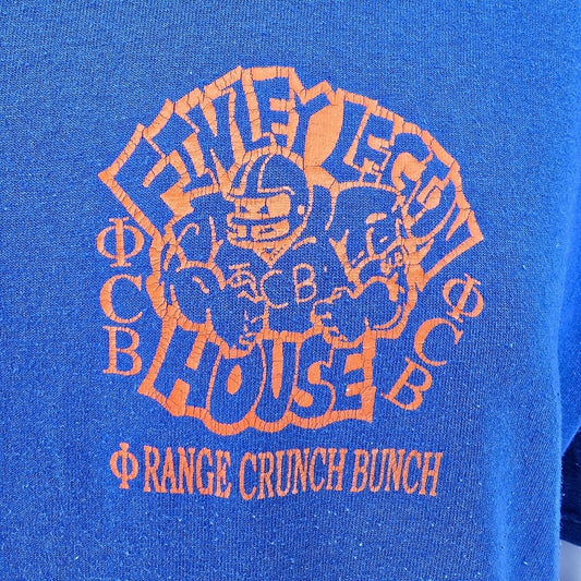 Vintage 1990s Blue Williamsburg (KY) Football Orange Crunch Bunch T-Shirt (L)
