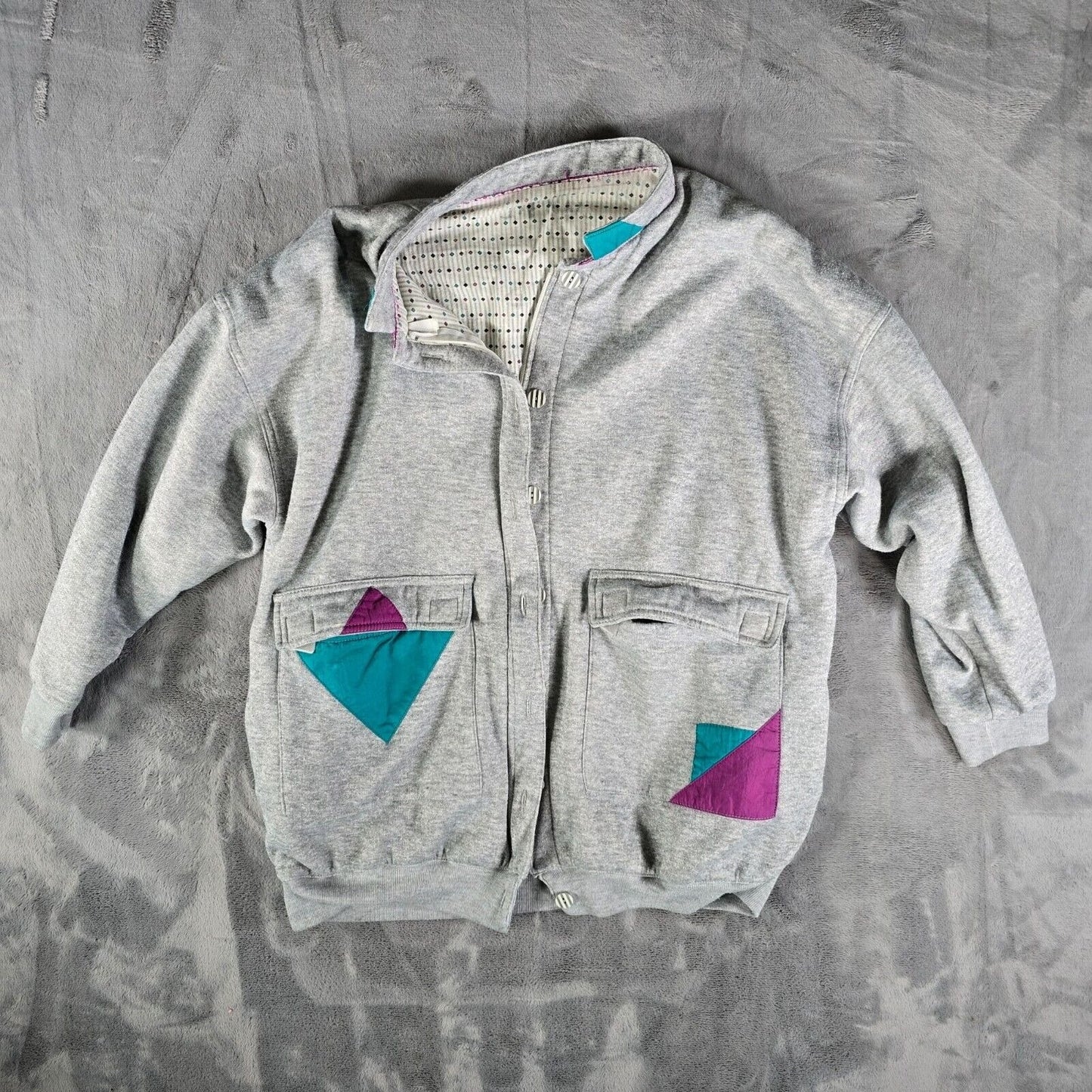 Vintage 80s/90s "be in the current seen" Geometric Gray Oversized Jacket (OSFA)