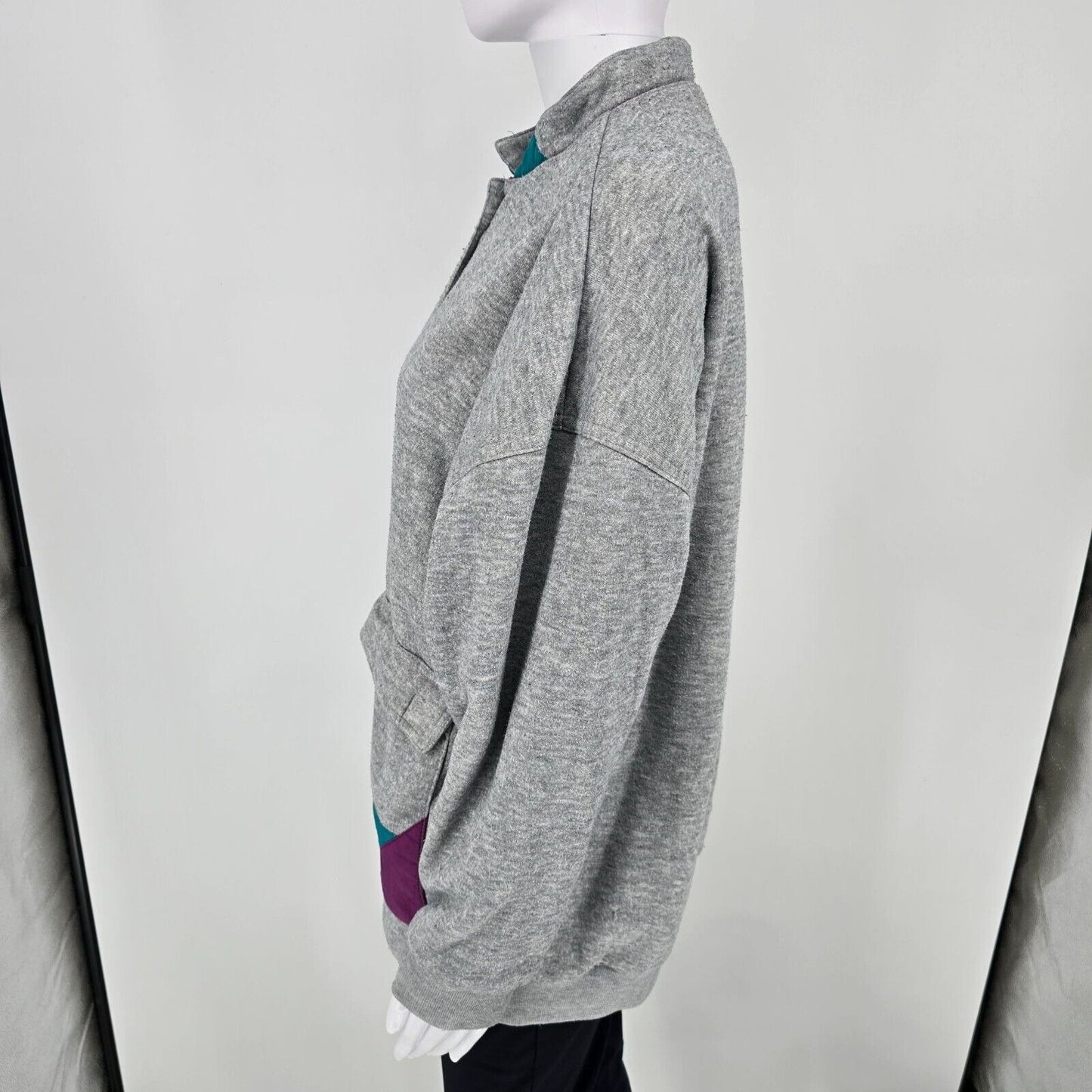 Vintage 80s/90s "be in the current seen" Geometric Gray Oversized Jacket (OSFA)