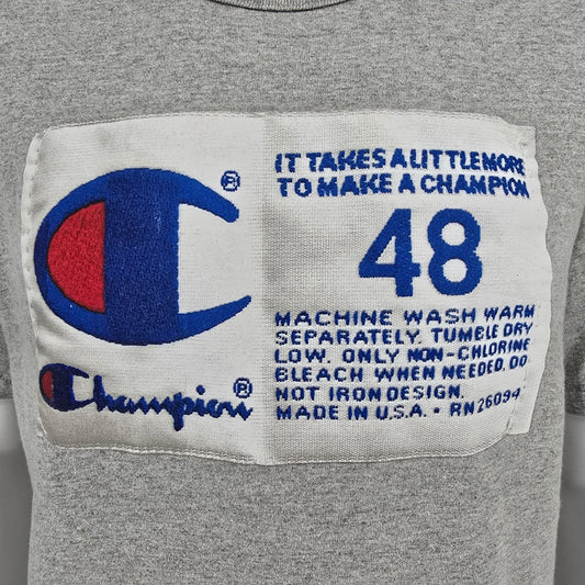 2020 Champion Photo-Real Jocktag Heritage Tee Oxford Gray T-Shirt (L) *Flaws