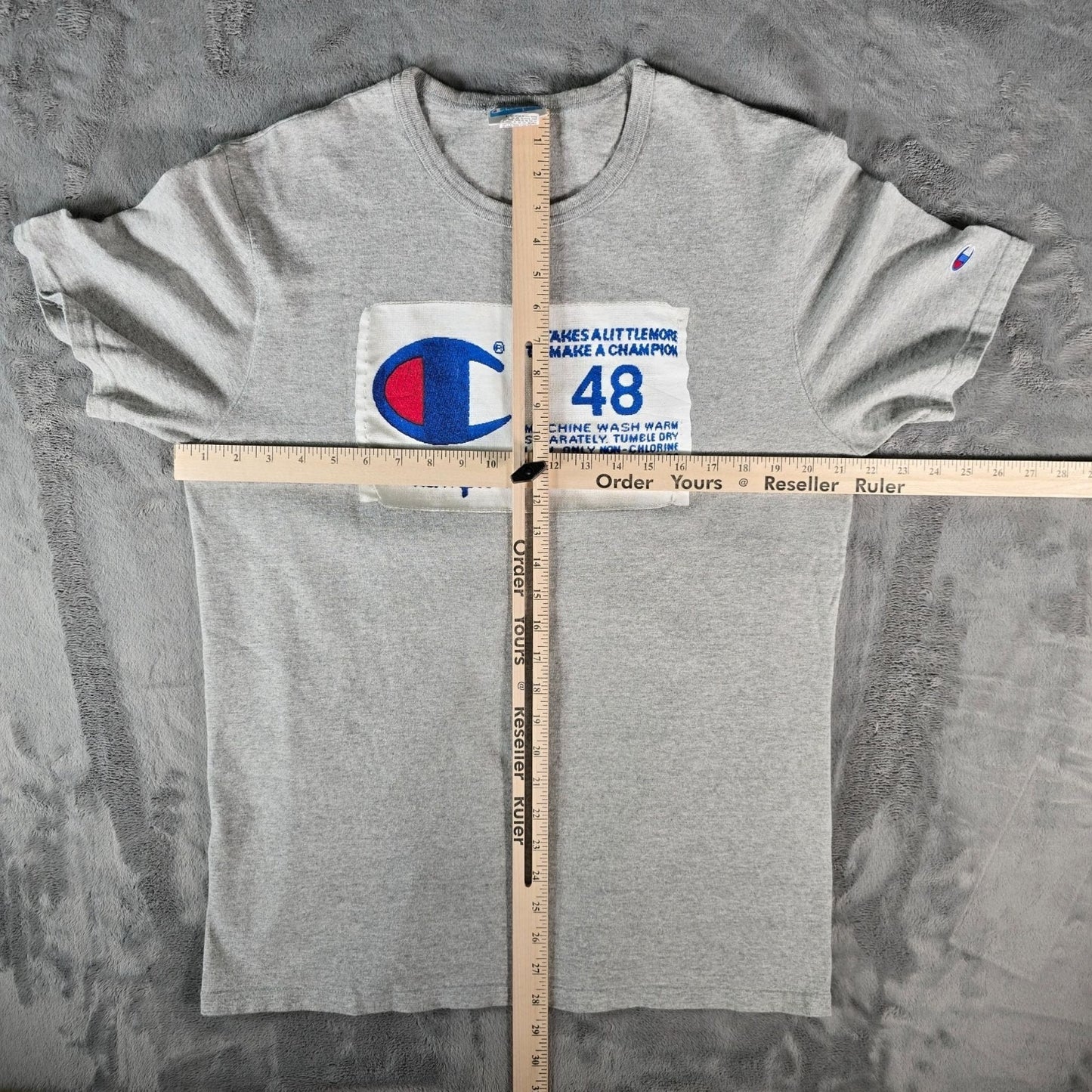 2020 Champion Photo-Real Jocktag Heritage Tee Oxford Gray T-Shirt (L) *Flaws