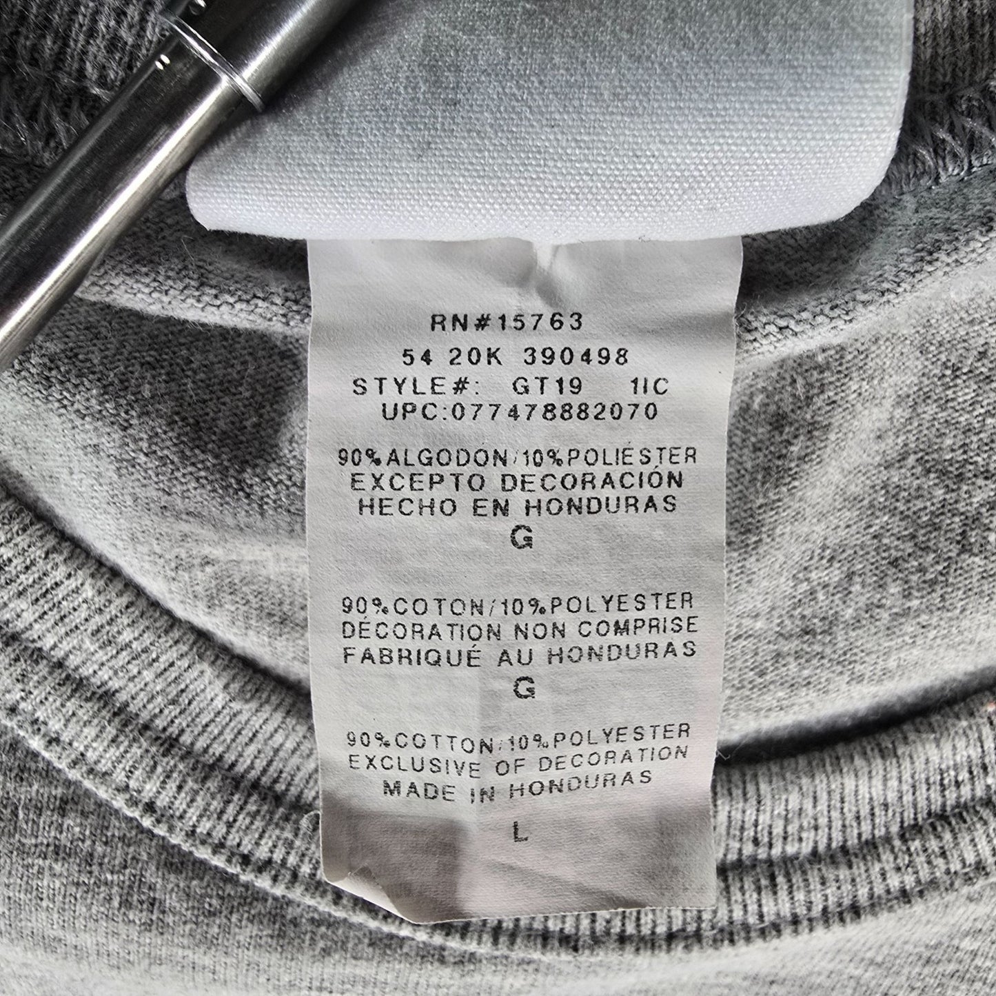 2020 Champion Photo-Real Jocktag Heritage Tee Oxford Gray T-Shirt (L) *Flaws