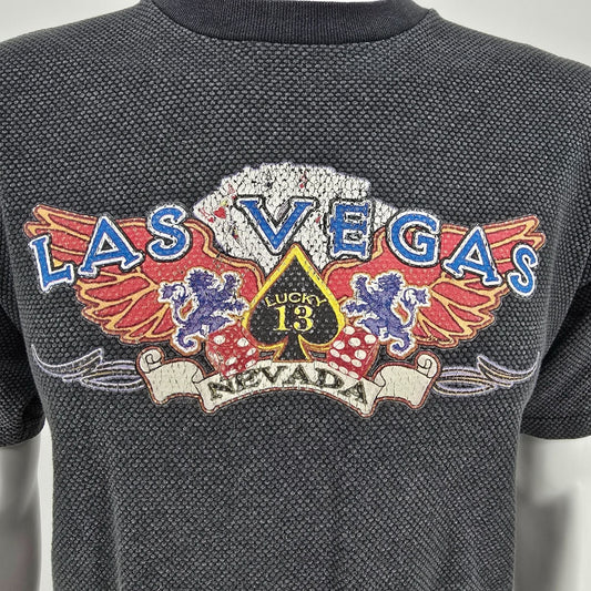 Y2K TND Tornado Activewear Las Vegas Nevada Lucky 13 Knit Graphic T-Shirt (L)