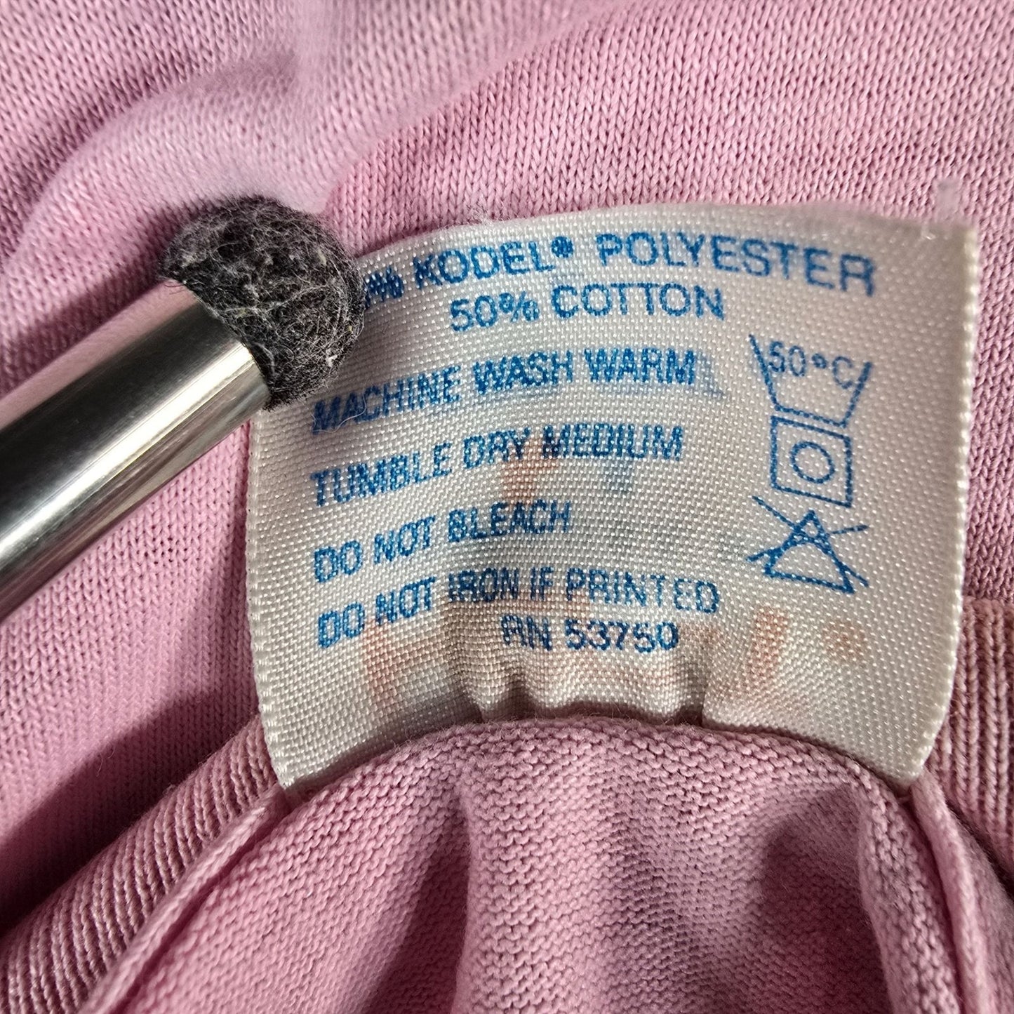 Vintage 1980s Heft-T by Tee Jays "WLS" Flocked Letter Pink Pocket T-Shirt (M/L)