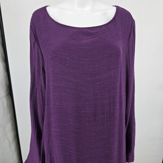 2020s Celmia Collection Purple Lagenlook Long Sleeve Textured Maxi Dress (5XL)