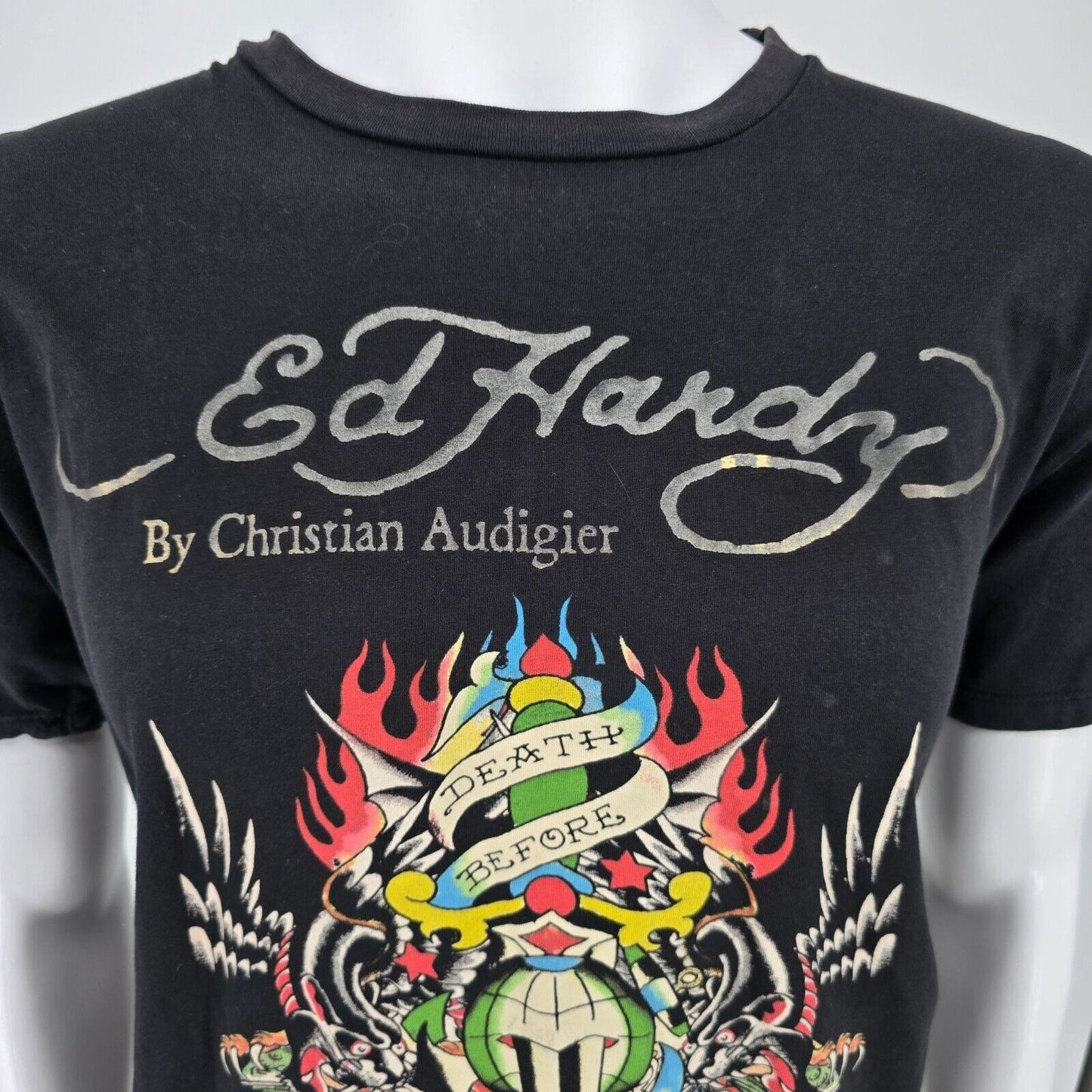 Vintage Y2K Ed Hardy by Christian Audigier "Death Before Dishonor" T-Shirt (L)