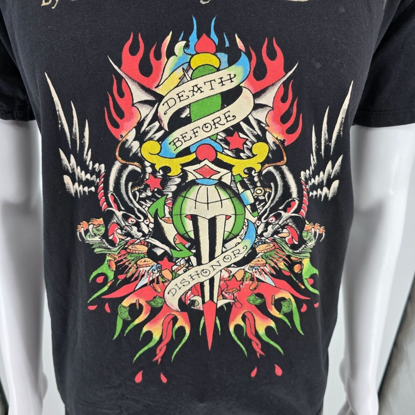 Vintage Y2K Ed Hardy by Christian Audigier "Death Before Dishonor" T-Shirt (L)