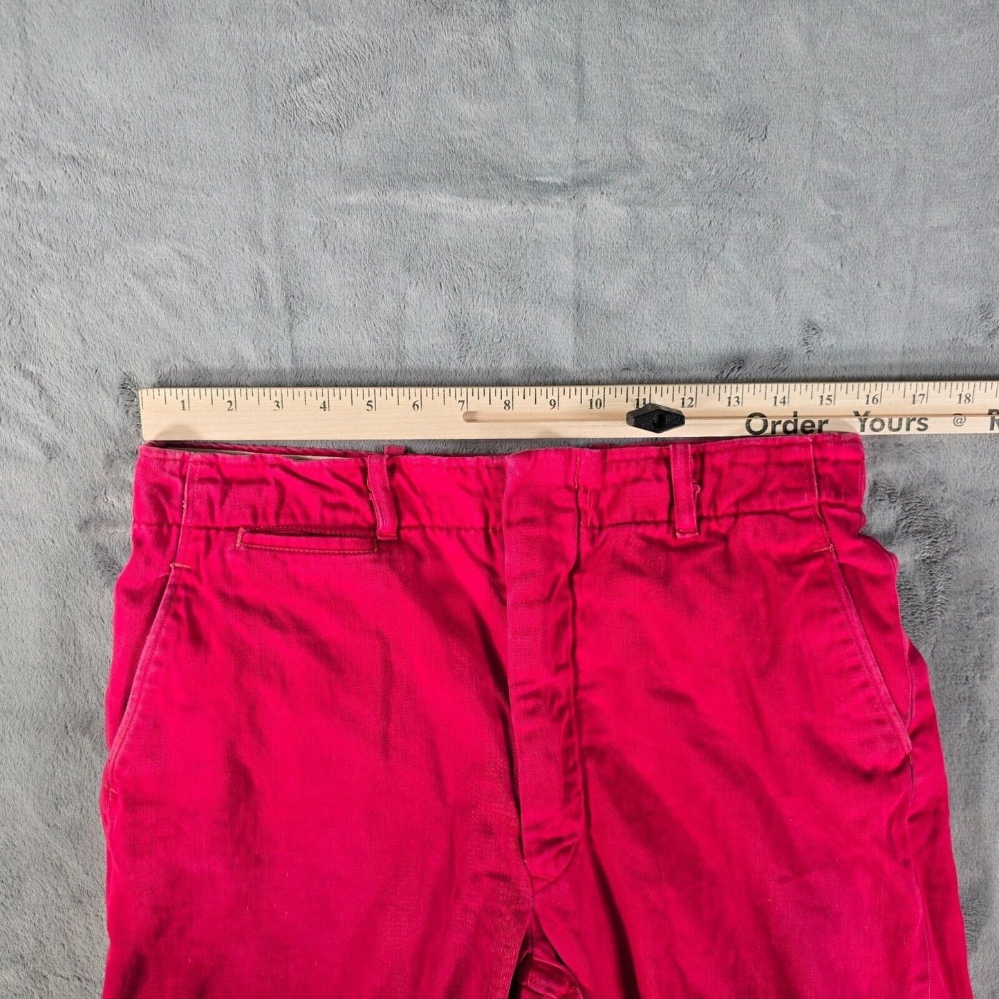 Vintage Thrashed 1940s/1950s Red Cold Weather Hunting/Workwear Pants (31x28)