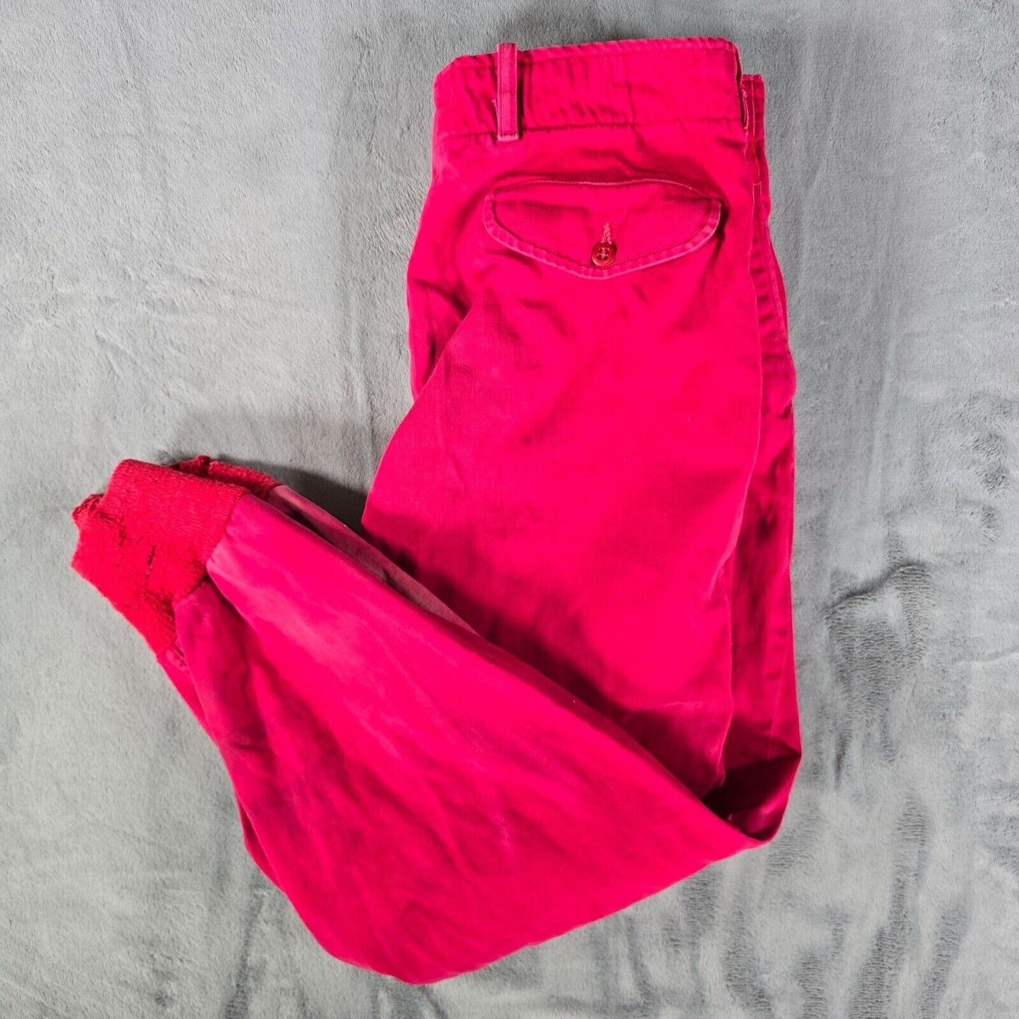 Vintage Thrashed 1940s/1950s Red Cold Weather Hunting/Workwear Pants (31x28)