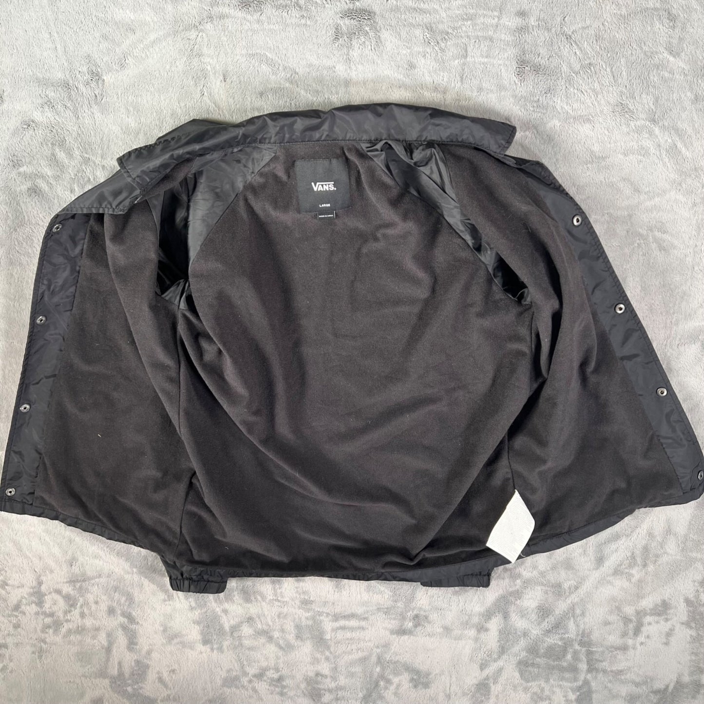 VANS Youth Torrey Black Snap Button Windbreaker Nylon Coach Jacket (Youth Large)