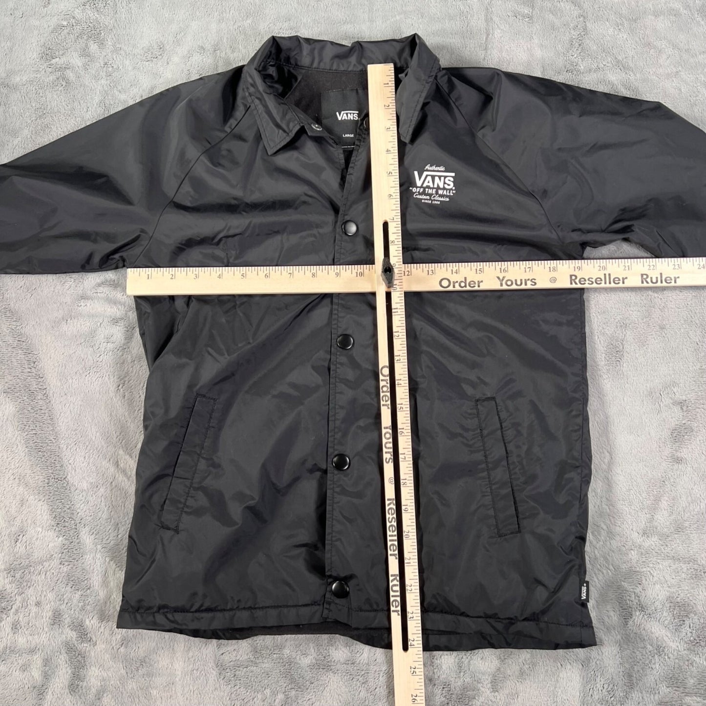 VANS Youth Torrey Black Snap Button Windbreaker Nylon Coach Jacket (Youth Large)