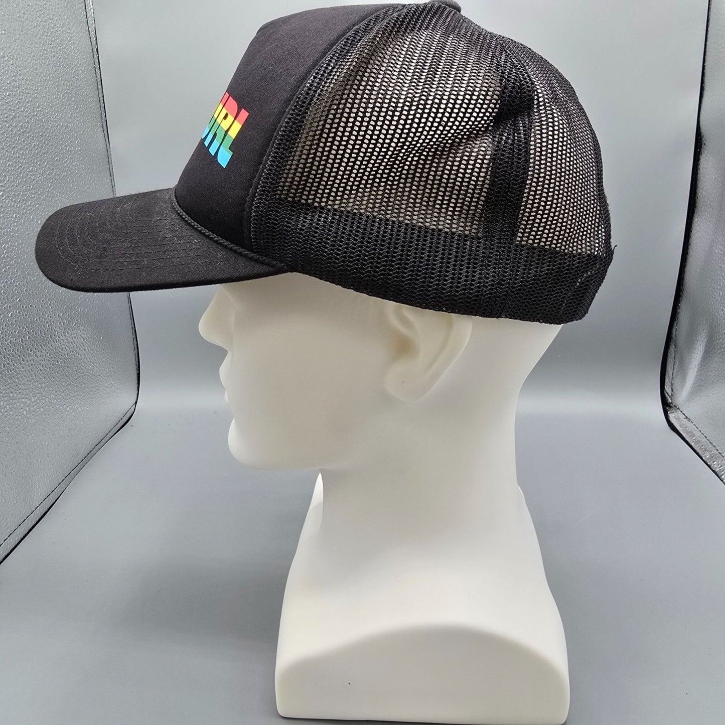Rip Curl Rainbow Logo Black Snapback 100% Mesh Adjustable Cap Trucker Hat