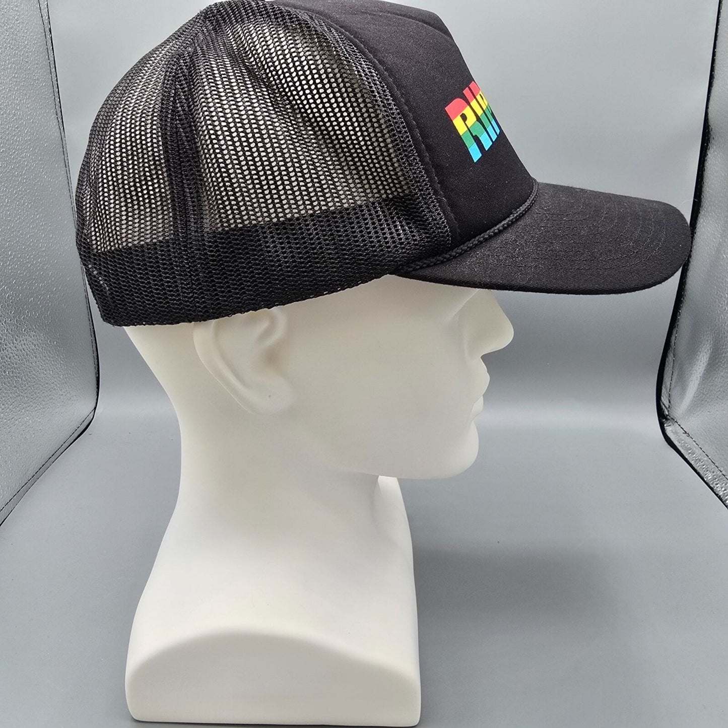 Rip Curl Rainbow Logo Black Snapback 100% Mesh Adjustable Cap Trucker Hat