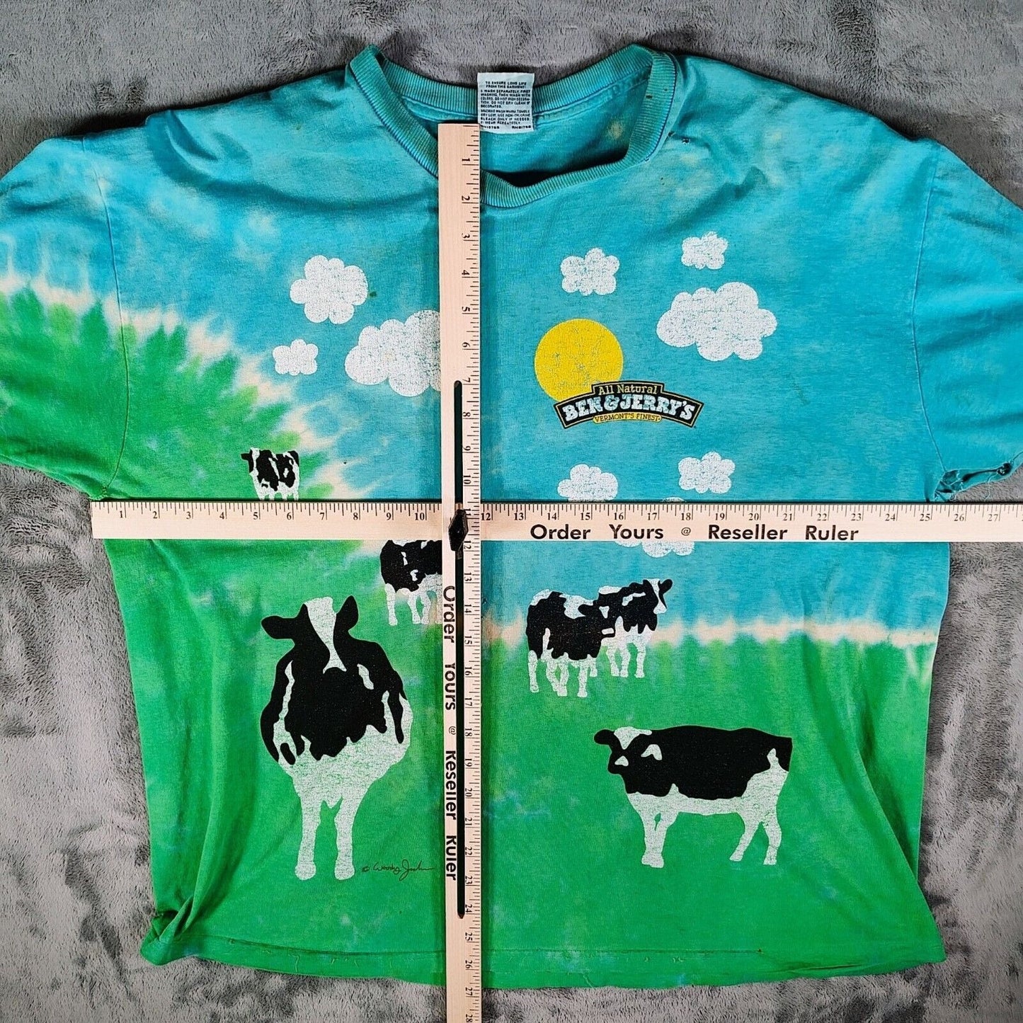 Vintage Liquid Blue Ben & Jerrys Euphoria All Over Print T-Shirt (XXL) *Thrashed