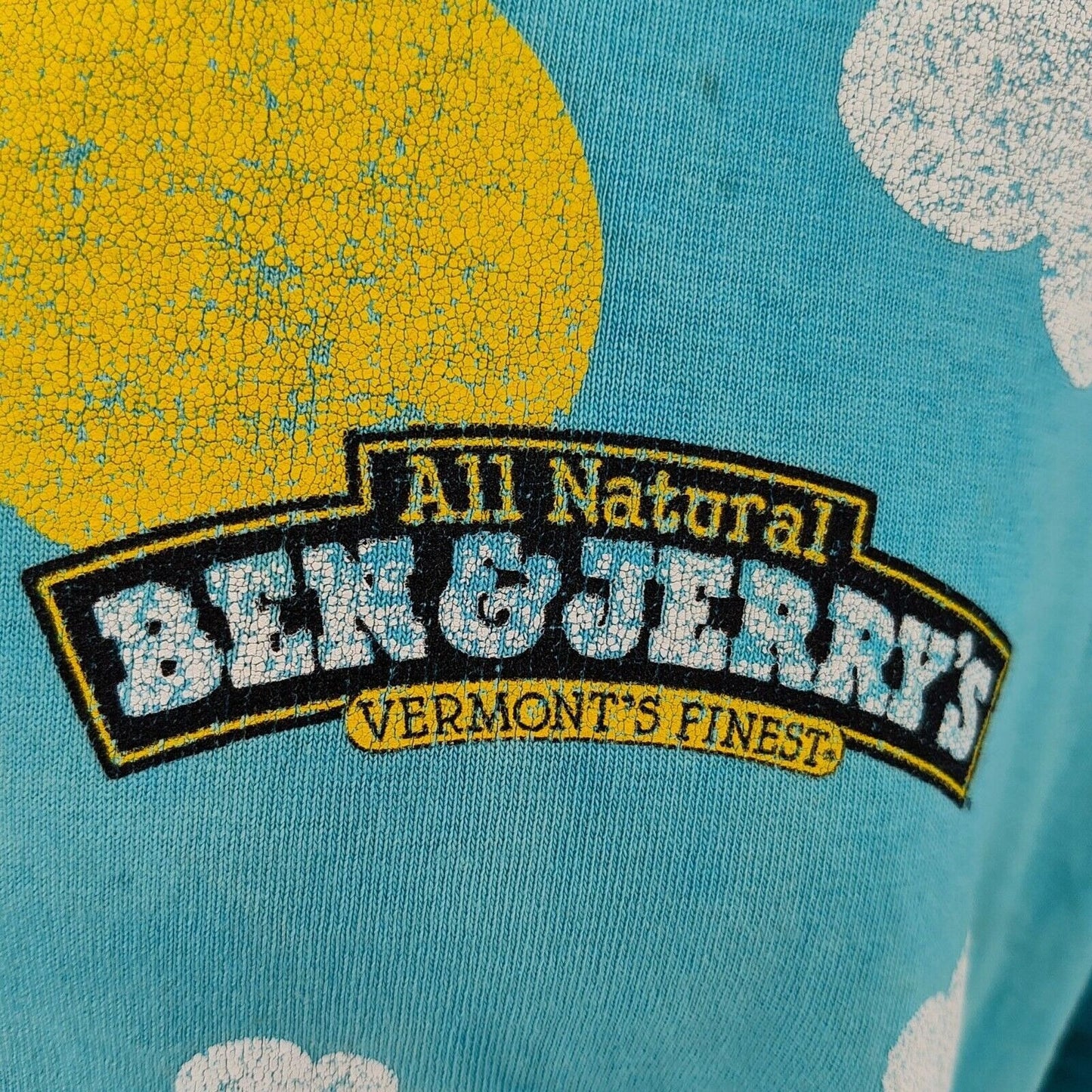 Vintage Liquid Blue Ben & Jerrys Euphoria All Over Print T-Shirt (XXL) *Thrashed