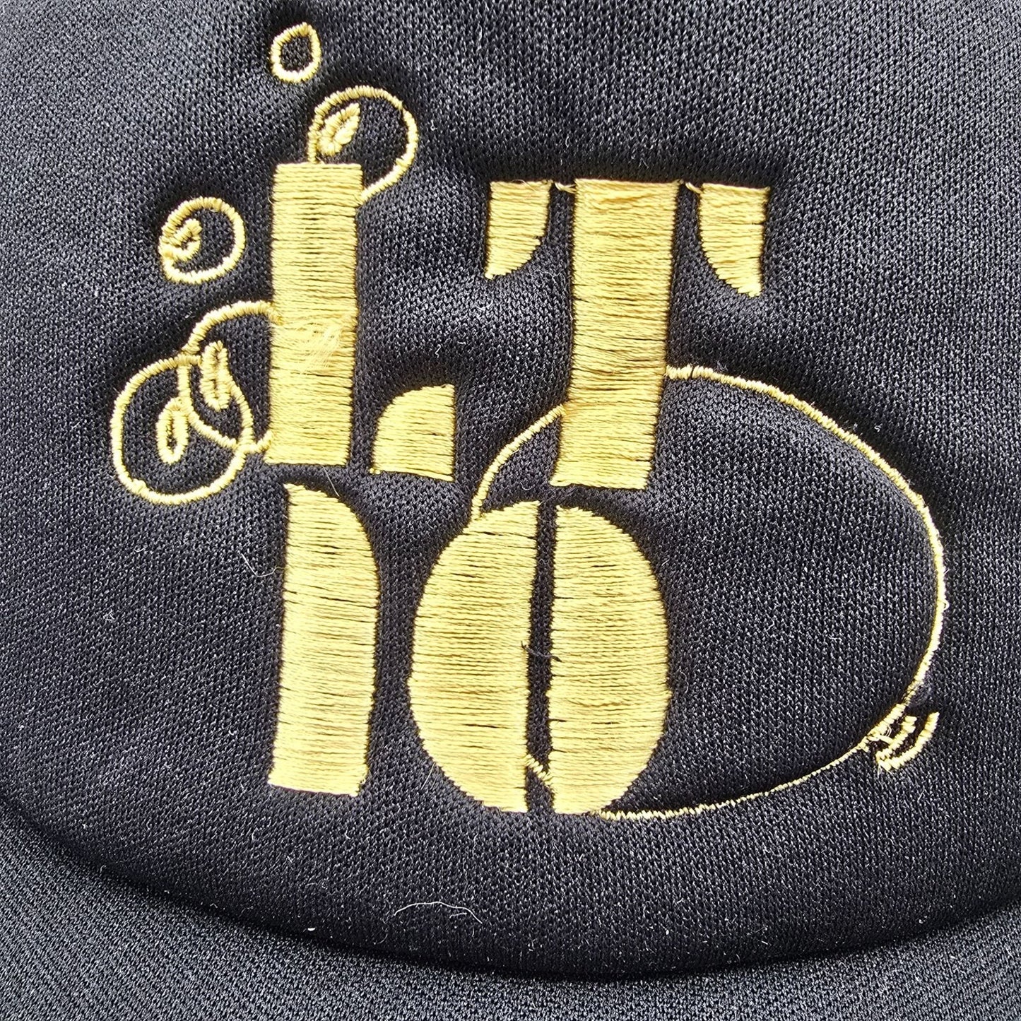 Black & Gold Embroidered Logo Adjustable Snapback Mesh Back Big X Trucker Hat