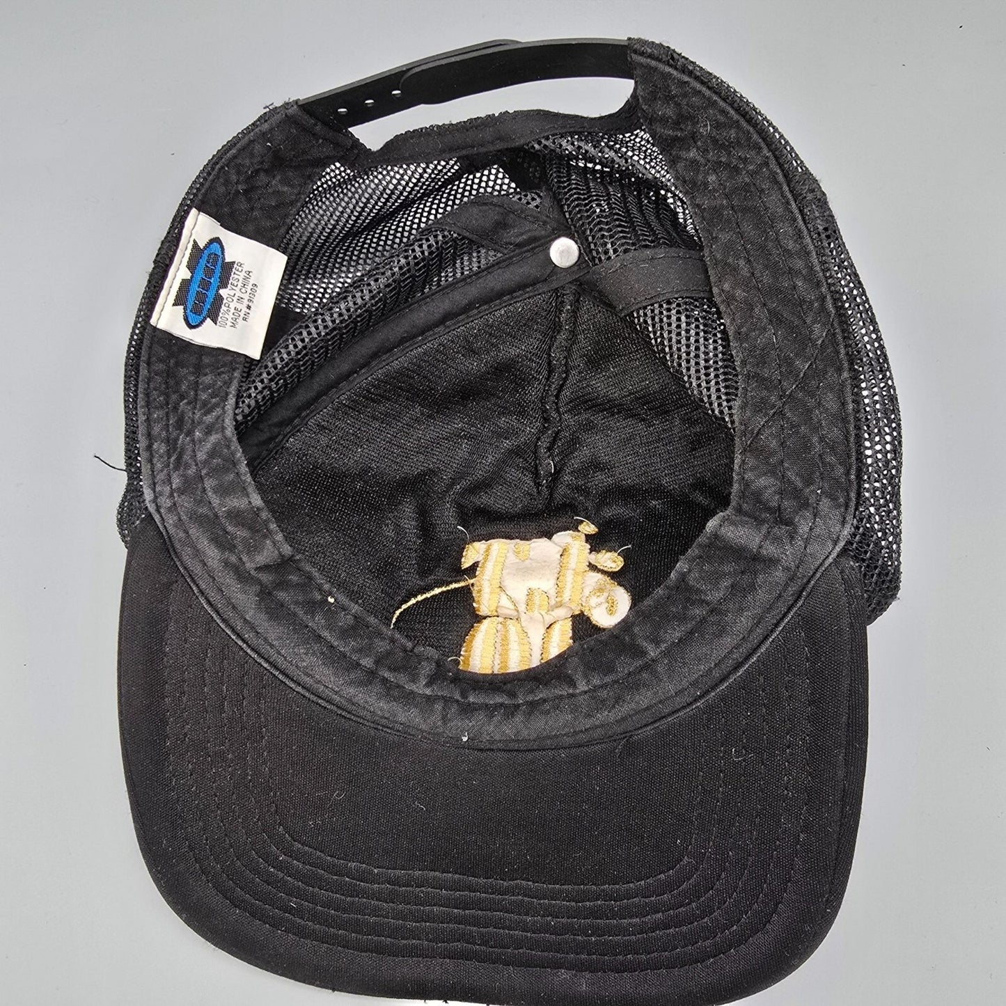 Black & Gold Embroidered Logo Adjustable Snapback Mesh Back Big X Trucker Hat