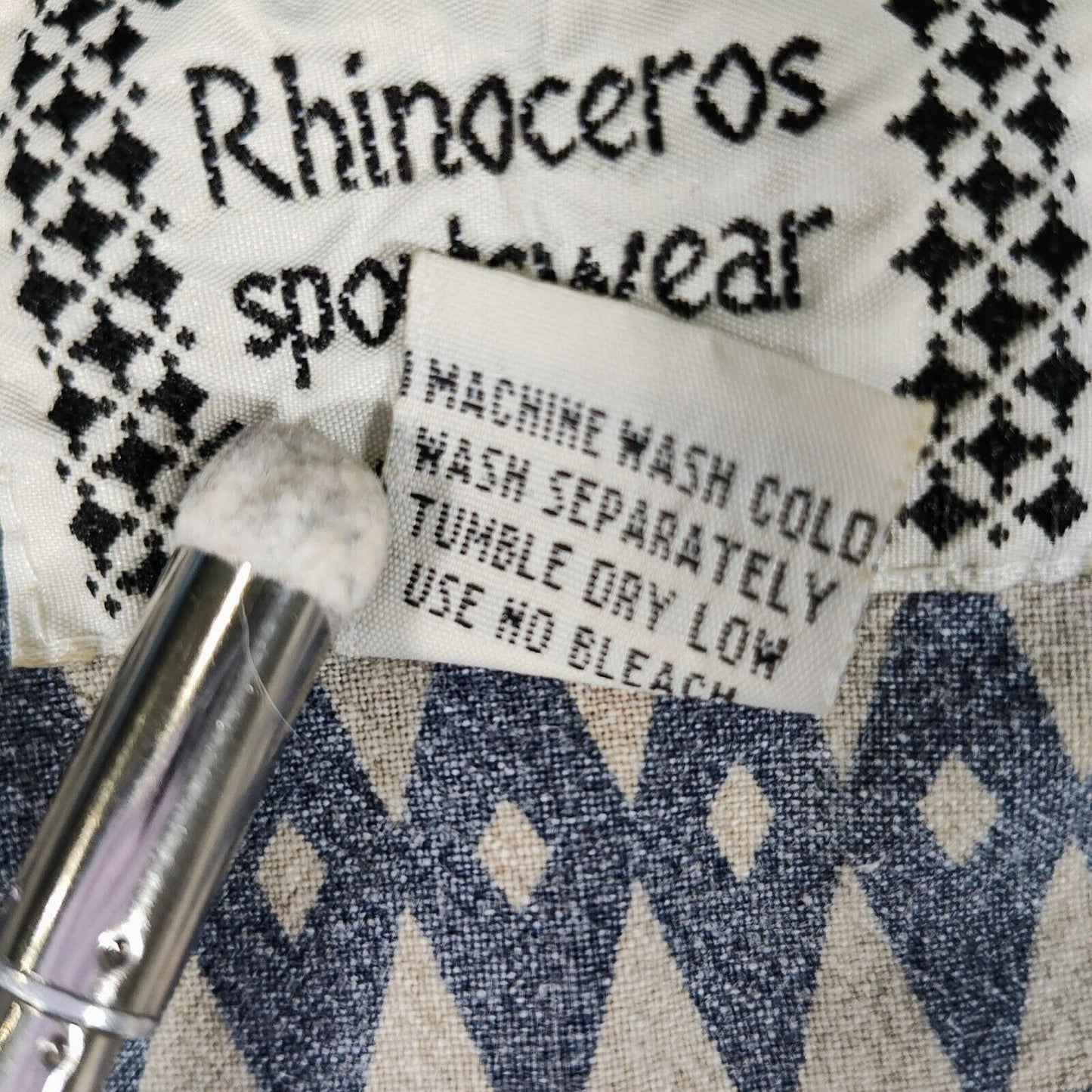 Vintage Rhinoceros Sportswear Mens Denim Collar Aztec Print Button-Up Shirt (XL)
