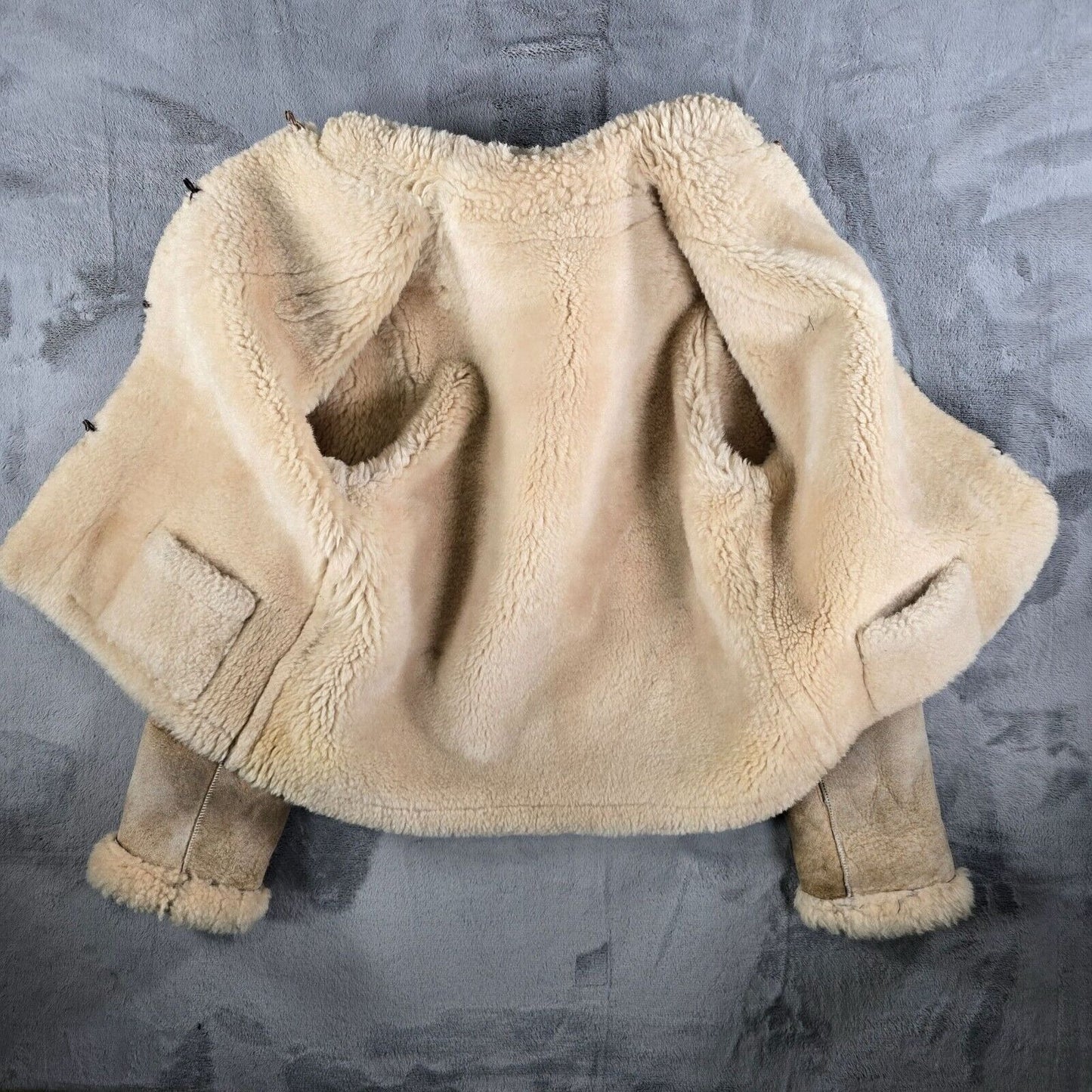 Vintage 1960s Tannery East Reversible Shearling Sheepskin Aviator Jacket (M)