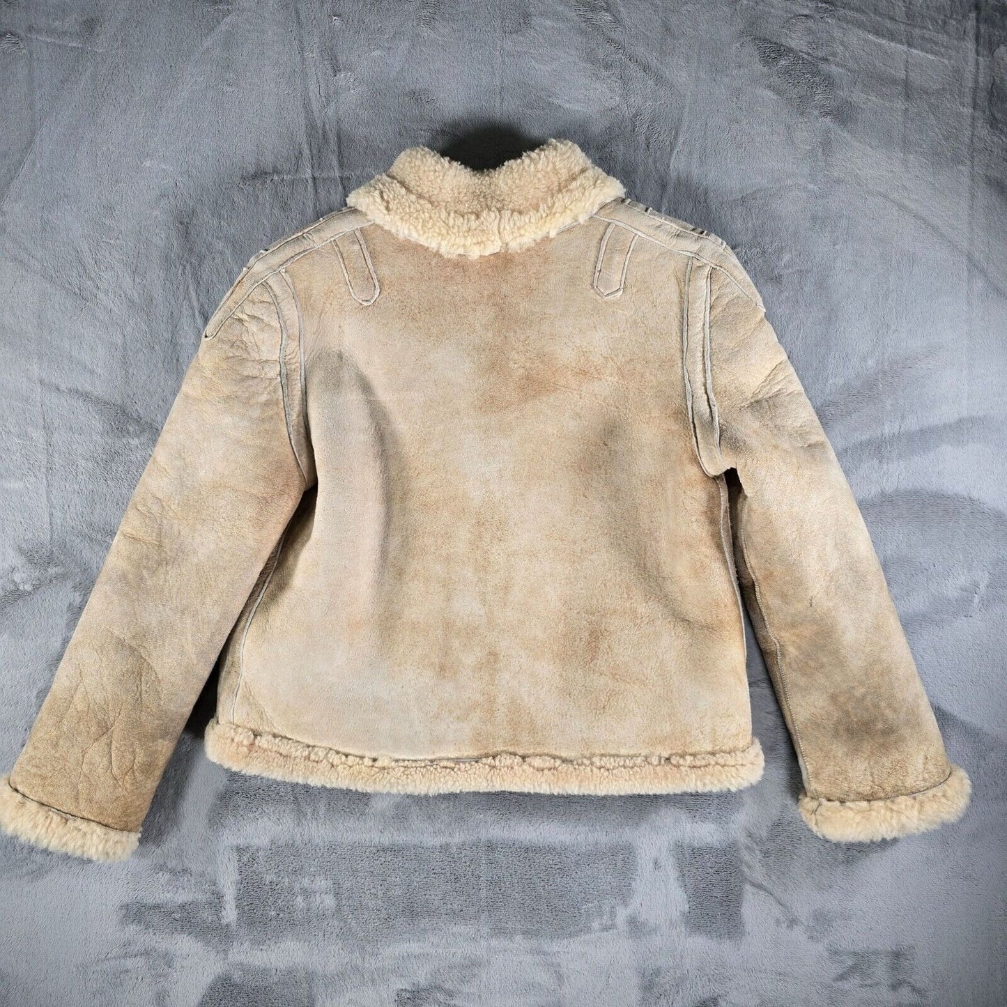 Vintage 1960s Tannery East Reversible Shearling Sheepskin Aviator Jacket (M)