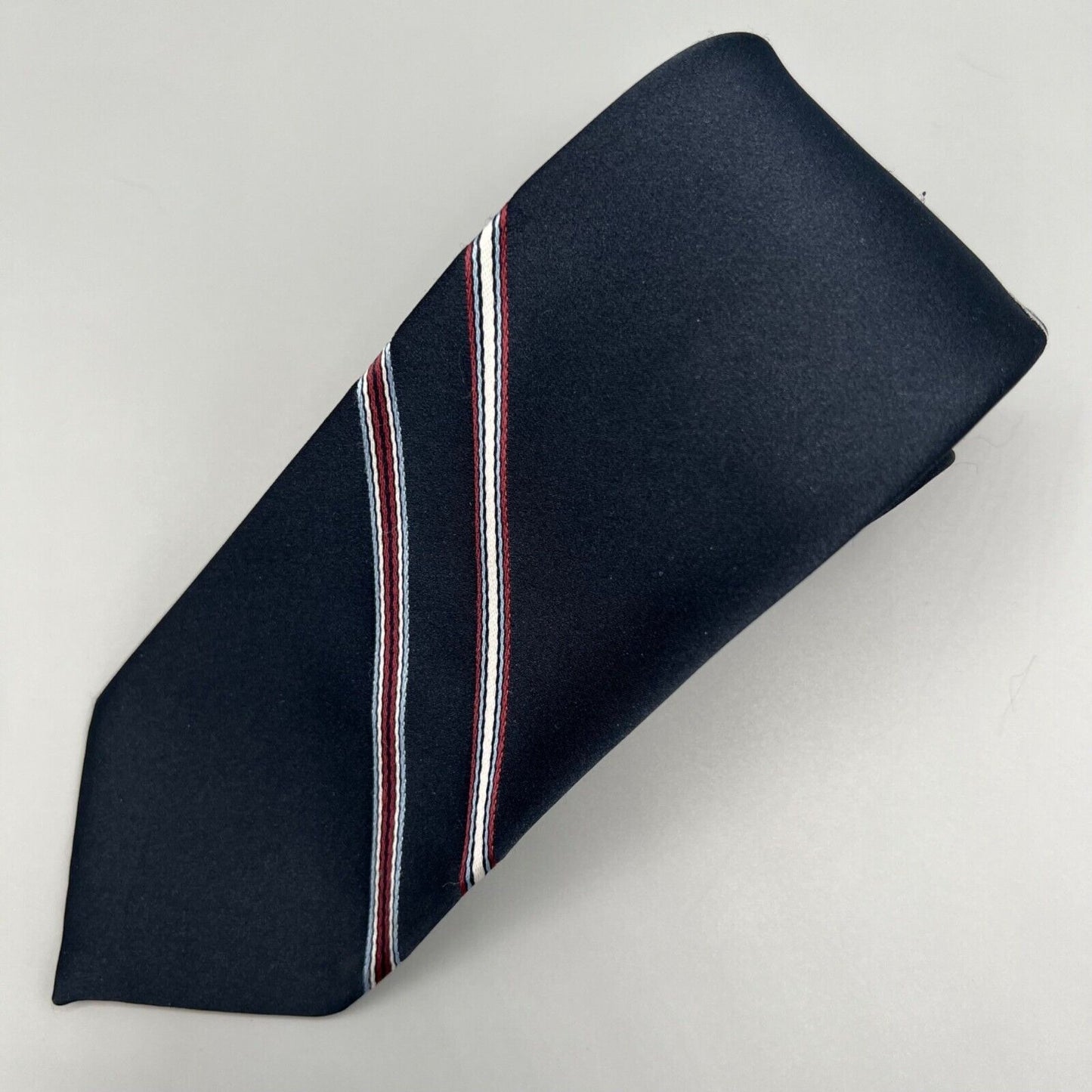 Vintage 1960s Wemlon Wash'N'Wear by Wembley Navy Blue Striped Mens Necktie