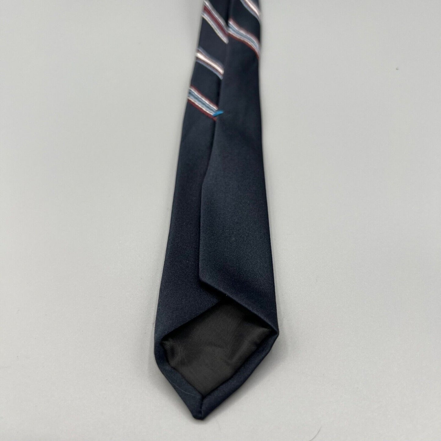 Vintage 1960s Wemlon Wash'N'Wear by Wembley Navy Blue Striped Mens Necktie