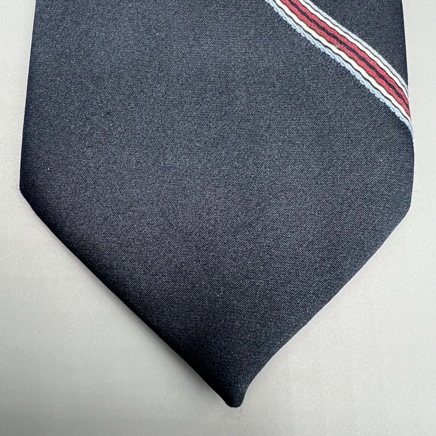 Vintage 1960s Wemlon Wash'N'Wear by Wembley Navy Blue Striped Mens Necktie