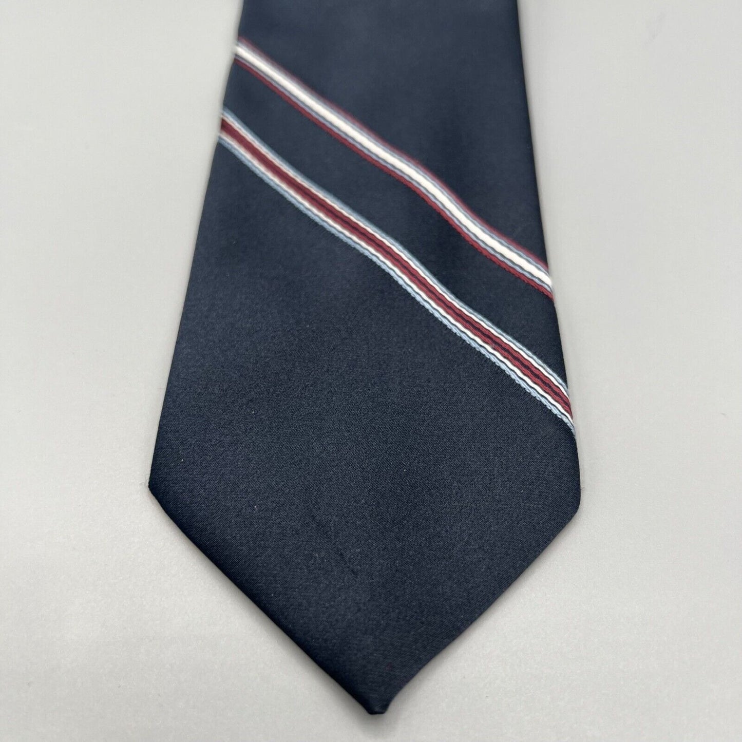 Vintage 1960s Wemlon Wash'N'Wear by Wembley Navy Blue Striped Mens Necktie