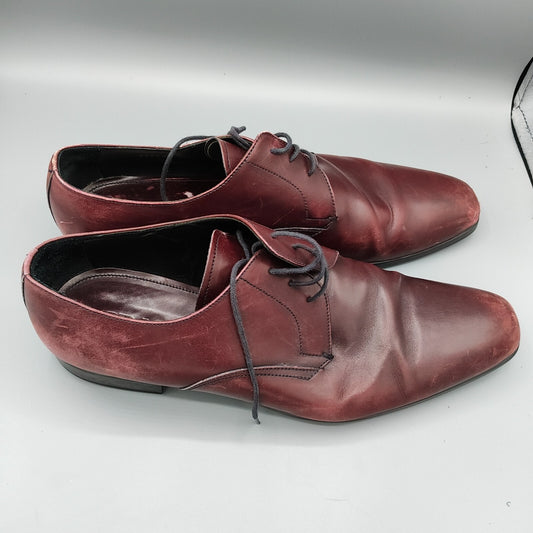 Prada Milano Made in Italy Burgundy Leather Round-Toe Derby Shoes (Mens 10.5)