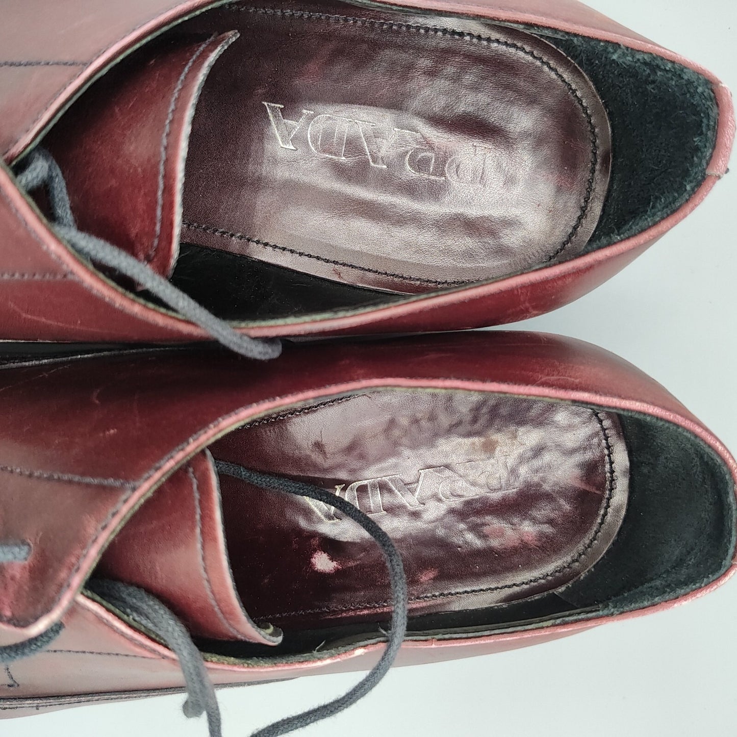 Prada Milano Made in Italy Burgundy Leather Round-Toe Derby Shoes (Mens 10.5)