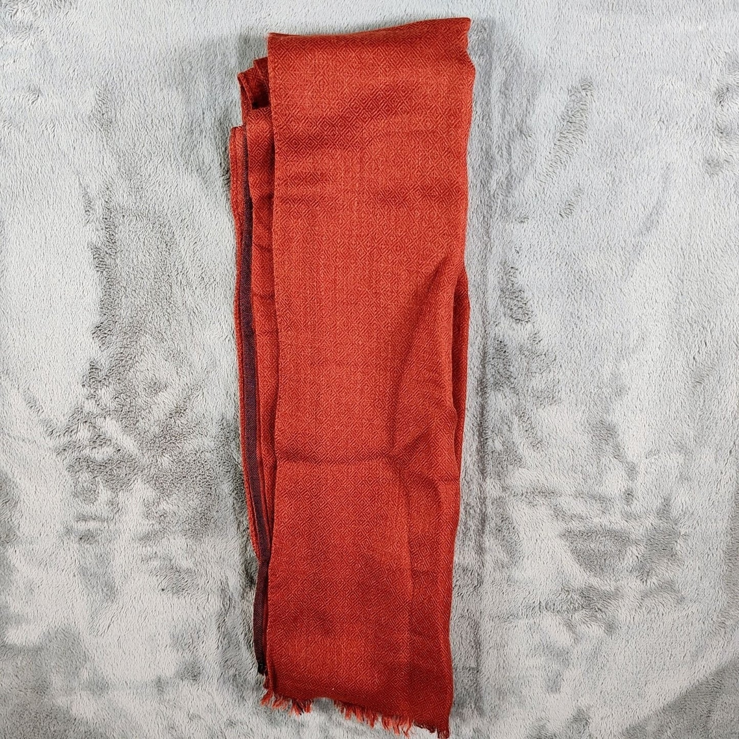 Loro Piana Made In Italy Orange/Red and Blue Raw Edge Cashmere & Silk Scarf