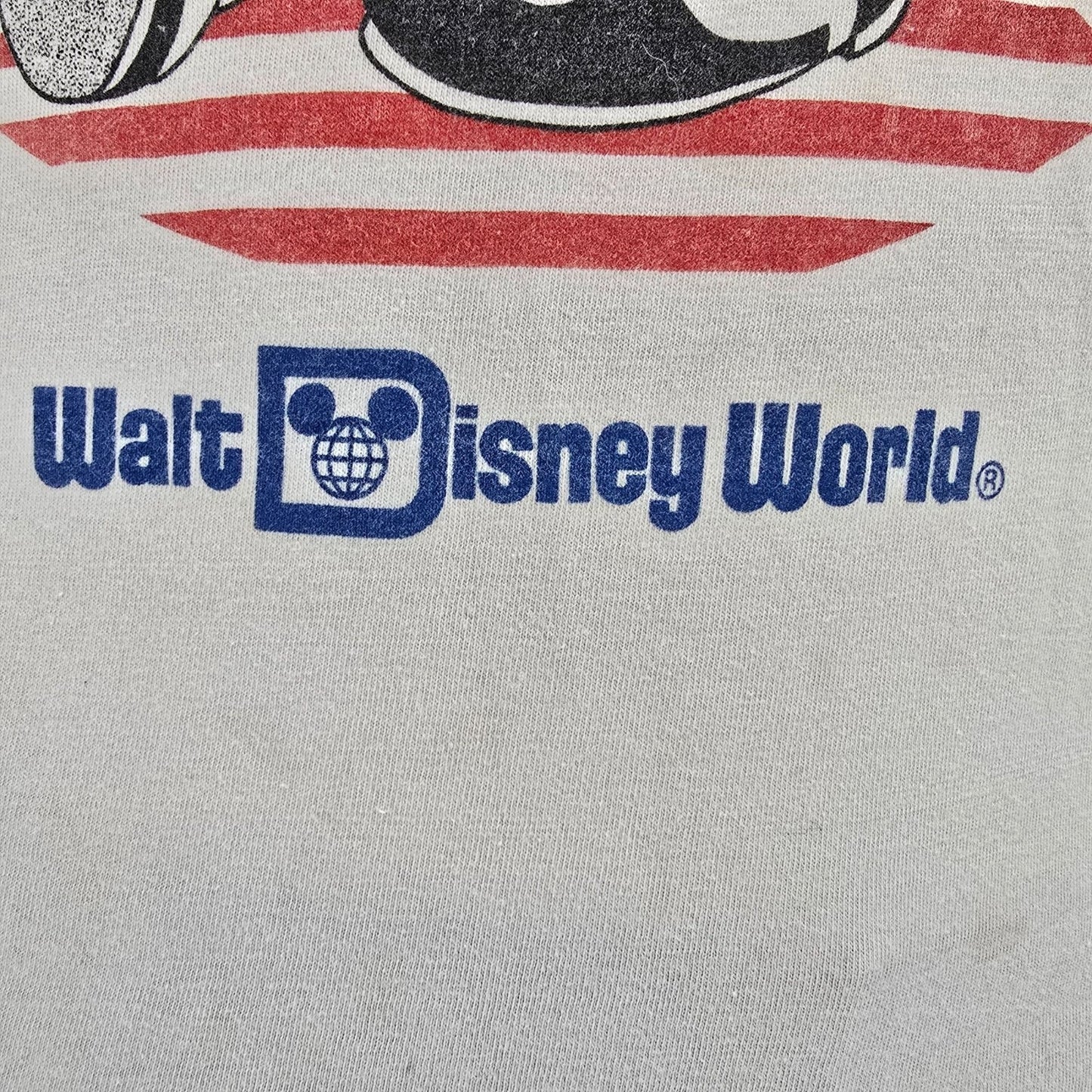 Distressed Vintage 1980s Walt Disney World Patriotic Mickey Mouse T-Shirt (S)